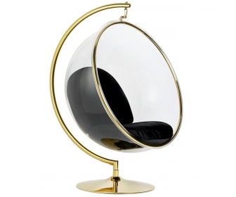 Fotel BUBBLE STAND GOLD VELVET poduszka czarna