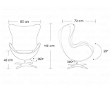 Fotel EGG CLASSIC czarny.30 - wełna, podstawa aluminiowa