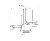 Lampa wisząca RING 40 + 60 + 60 złota na jednej podsufitce