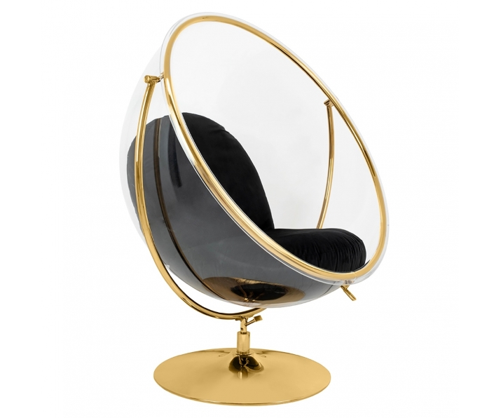 Fotel BUBBLE STAND 2 GOLD VELVET poduszka czarna