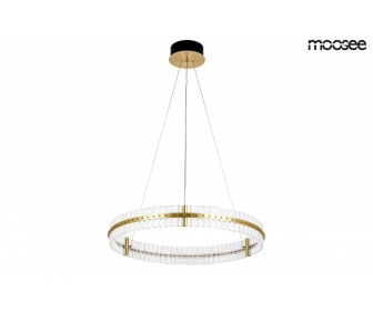 MOOSEE lampa wisząca SATURNUS 85 złota - LED, kryształ, stal szczotkowana